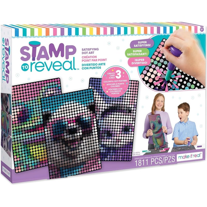 Make It Real - Stamp To Reveal 3 Pack (DJ Bunny, Frog Princess, Chillin Panda) 1811 Pieces - 1473 - Image 1